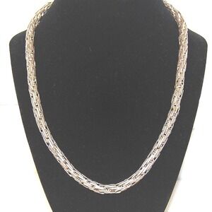 Vintage Silver Necklace Chunky‎ Choker Wide Tube Chain Gemstone Jewelry